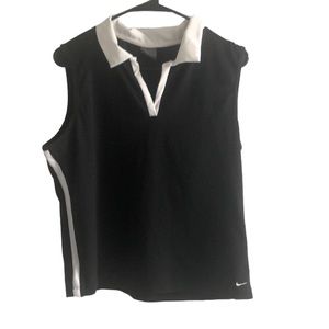 Nike sleeveless Black and White Collared Dri Fit top M